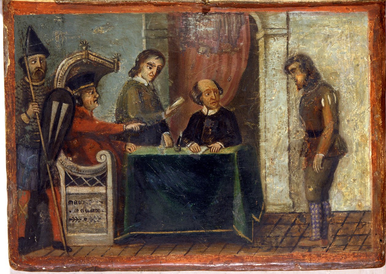 Veroordeling van een burger in aanwezigheid van de rechter en stadsvertegenwoordigers 1273. Nationaal Archief, Siena. door Italian School