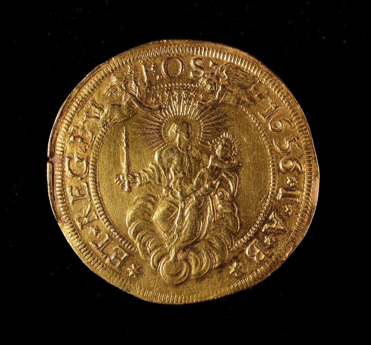 Munt van de Republiek Genua: 12,5 gouden doppie munt. Diam. 61 mm. 1656. Achterkant. Genua Musei di Strada Nuova (inv. 6453) door Italian School