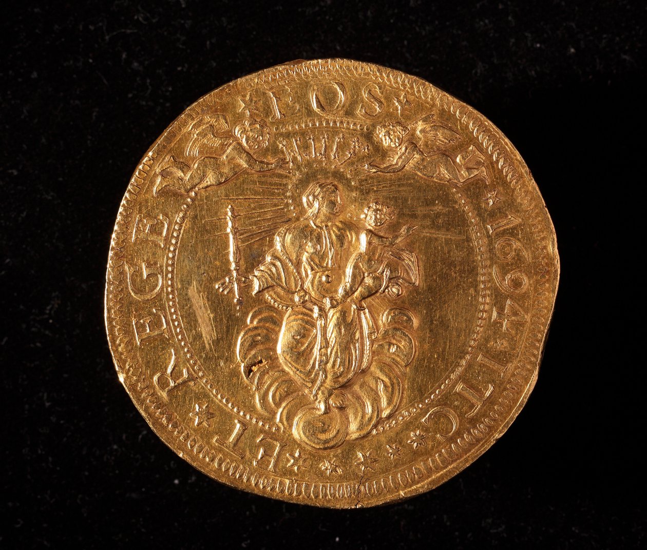 Munt van de Republiek Genua: 25 gouden doppie munt. Diam. 52,5 mm. 1694. Achterkant. Genua Musei di Strada Nuova (inv. 6457) door Italian School