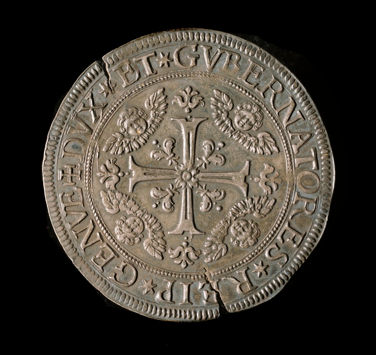 Munt van de Republiek Genua: ECU breed in zilver. Diam. 61 mm. 1693. voorzijde. Genua, Musei di Strada Nuova (inv, M7135) door Italian School