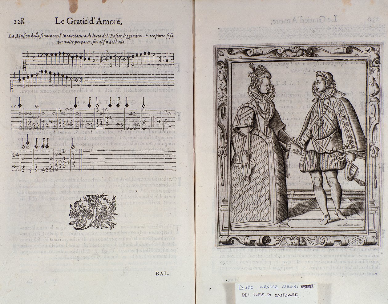 Beschrijving van ballet voor twee Dubbele pagina van Le Gratie d