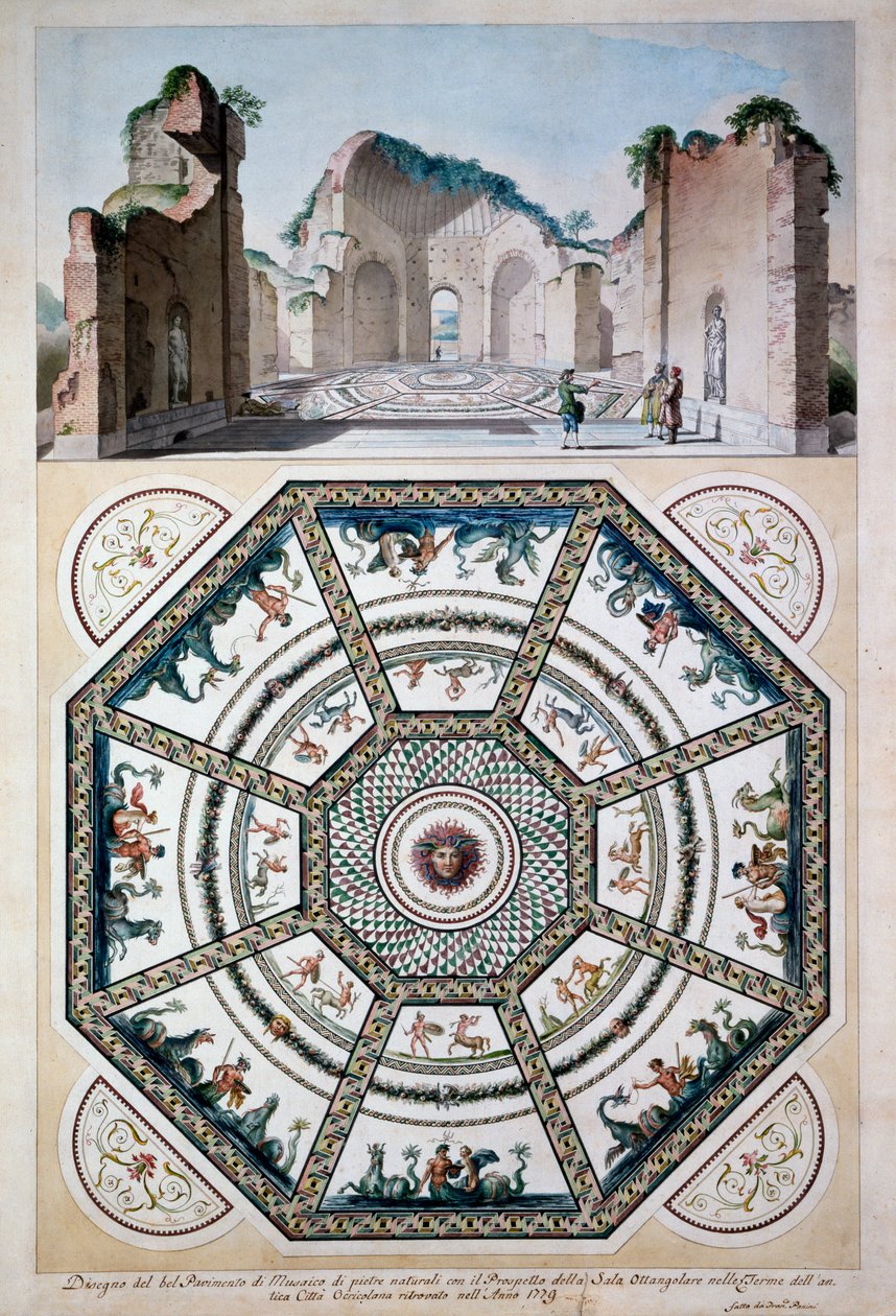 Ontwerp voor een achthoekige mozaïekvloer, 1779 door Italian School
