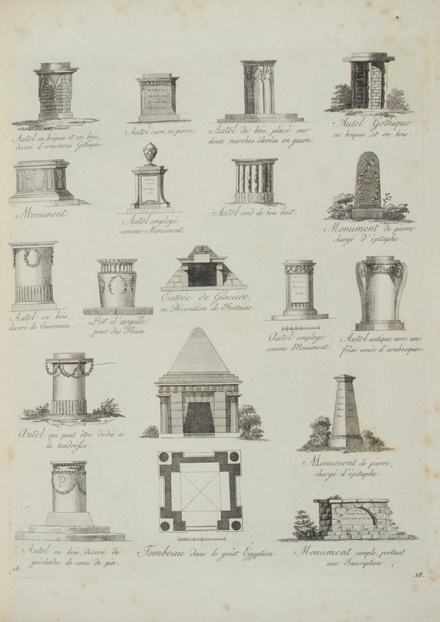 Ontwerpen voor tuinornamenten, uit Een Compendium van Tekeningen, door J.G. Grohmann, gepubliceerd 1805 door Italian School