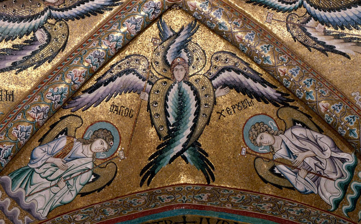 Detail van een engel uit het gewelf van de apsis door Italian School
