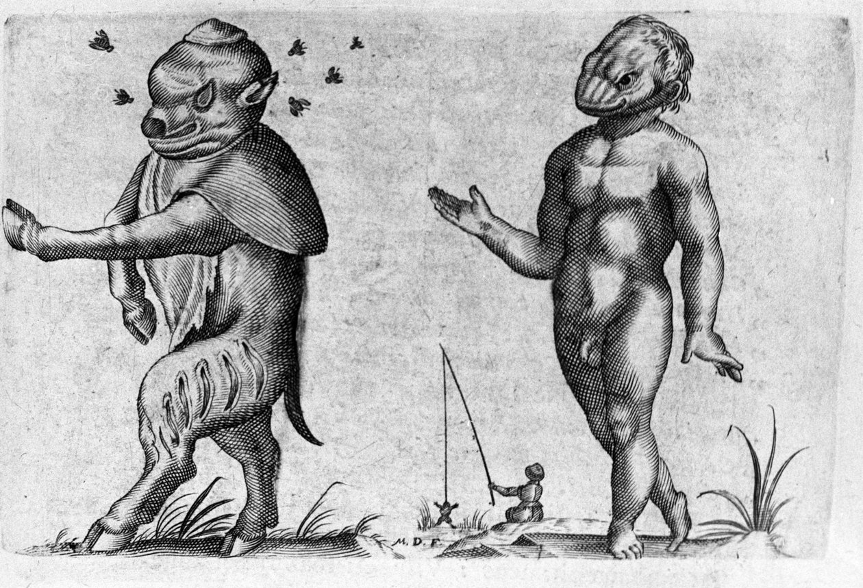 Verschillende soorten menselijke monsters. Gravure uit 