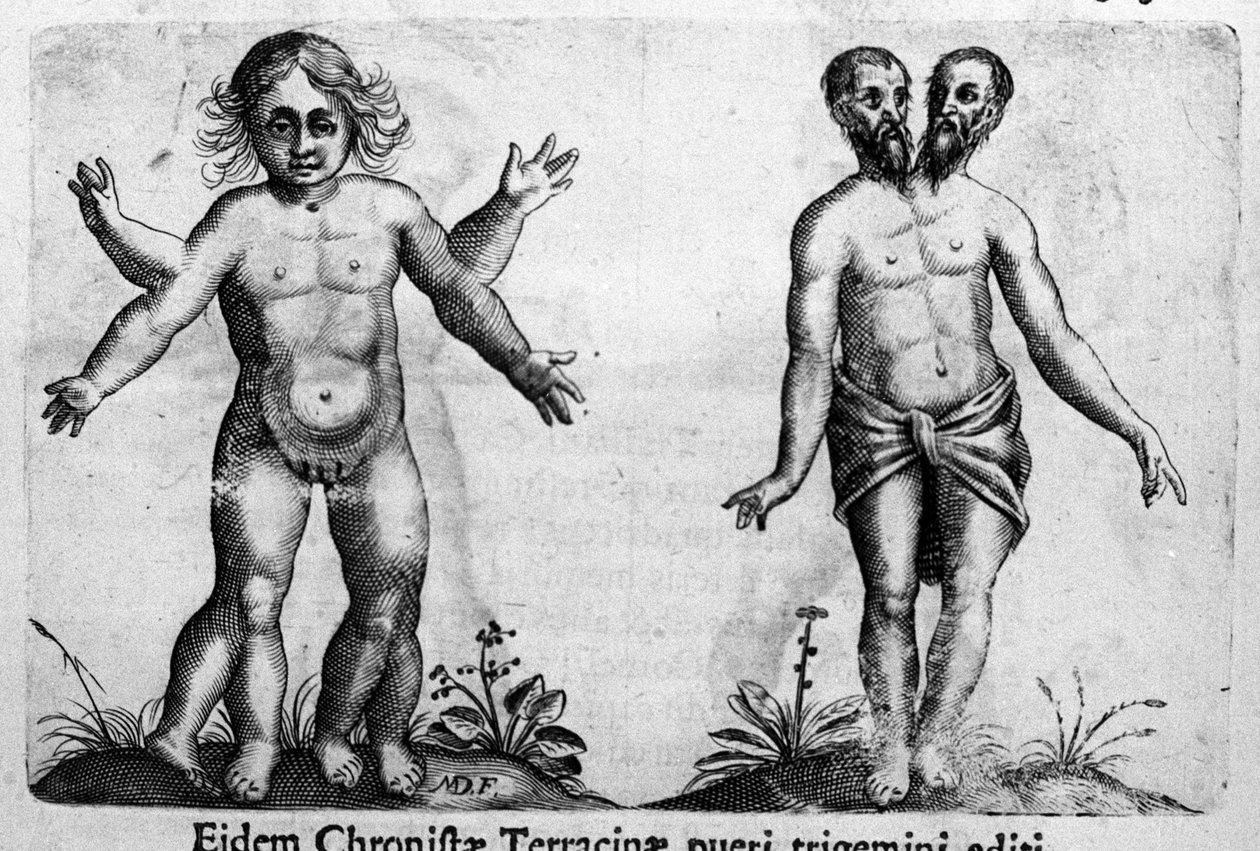 Verschillende soorten menselijke monsters. Gravure uit 