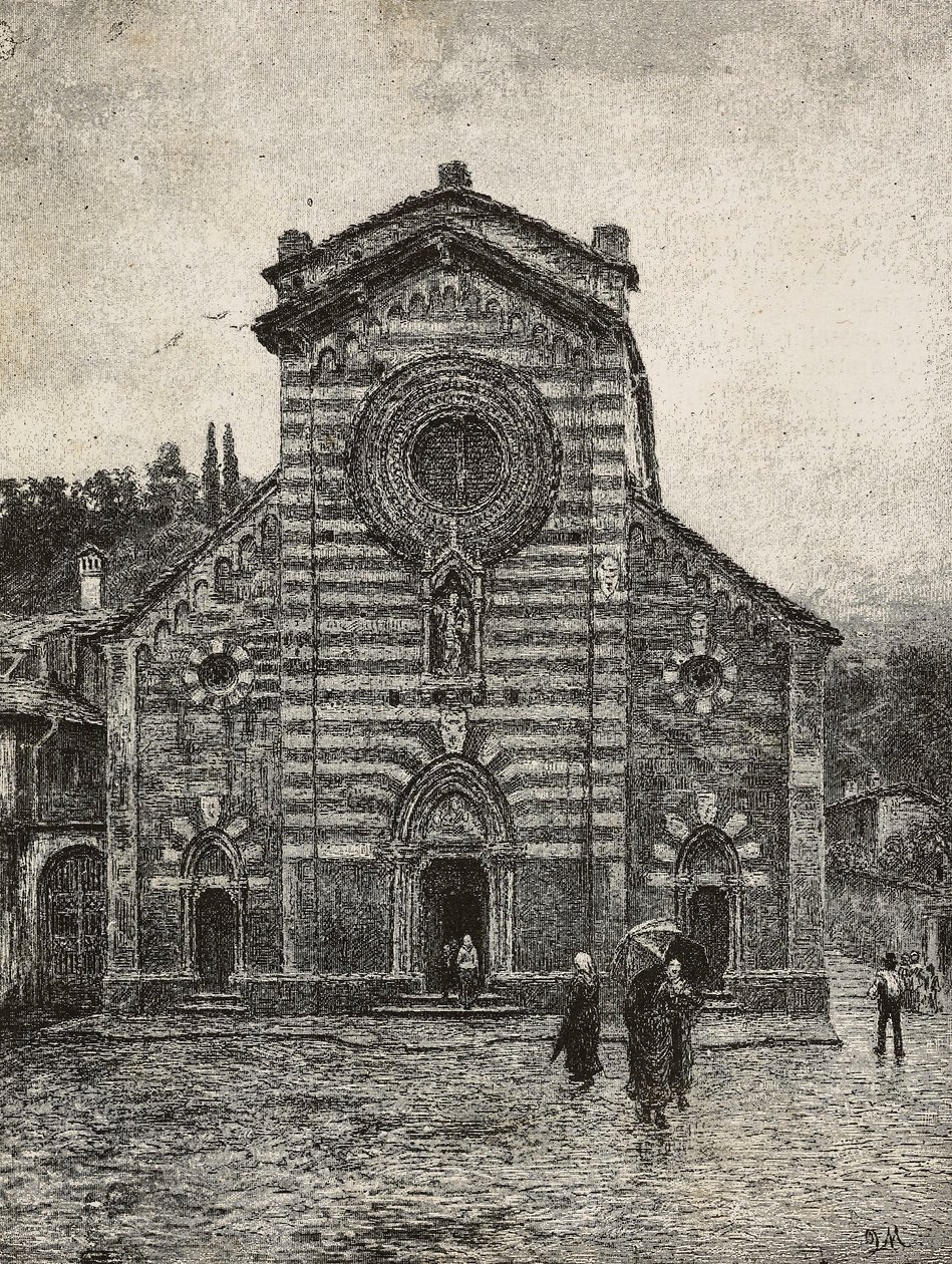 Gevel van de kathedraal van Bellano, Comomeer door Italian School