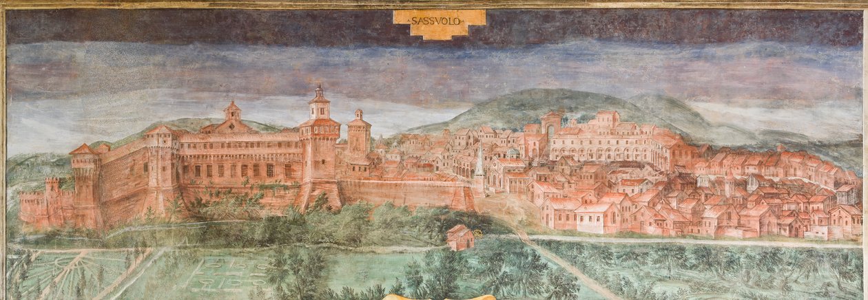 Fiorano modenese, Spezzano Kasteel, Zaal van de Uitzichten: Uitzicht op Sassuolo door Italian School