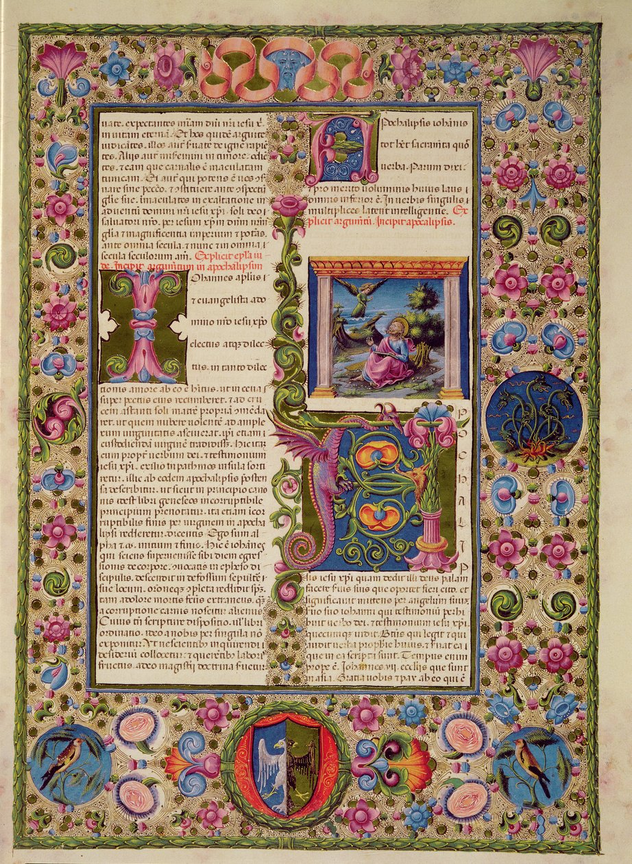 Fol.236r Opening van het Boek van de Apocalyps, uit de Borso d