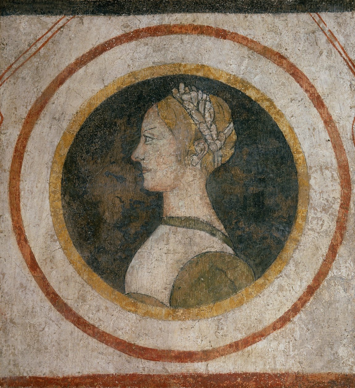 Fresco van een vrouw van de Vismara-familie, voorheen in de Casa Vismara in Legnano door Italian School