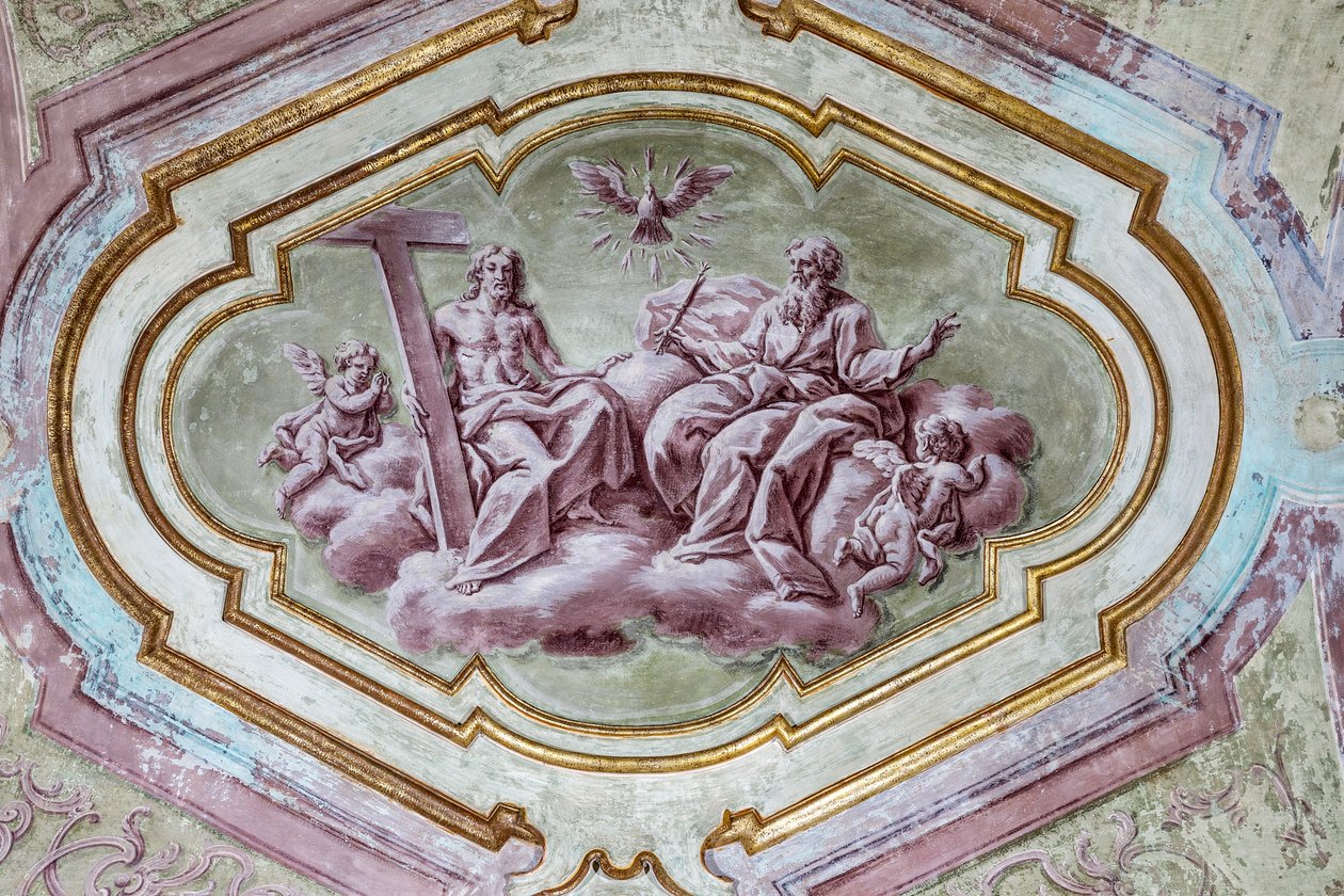Frescogewelf van de achterste apsiscrypte van de kathedraal door Italian School