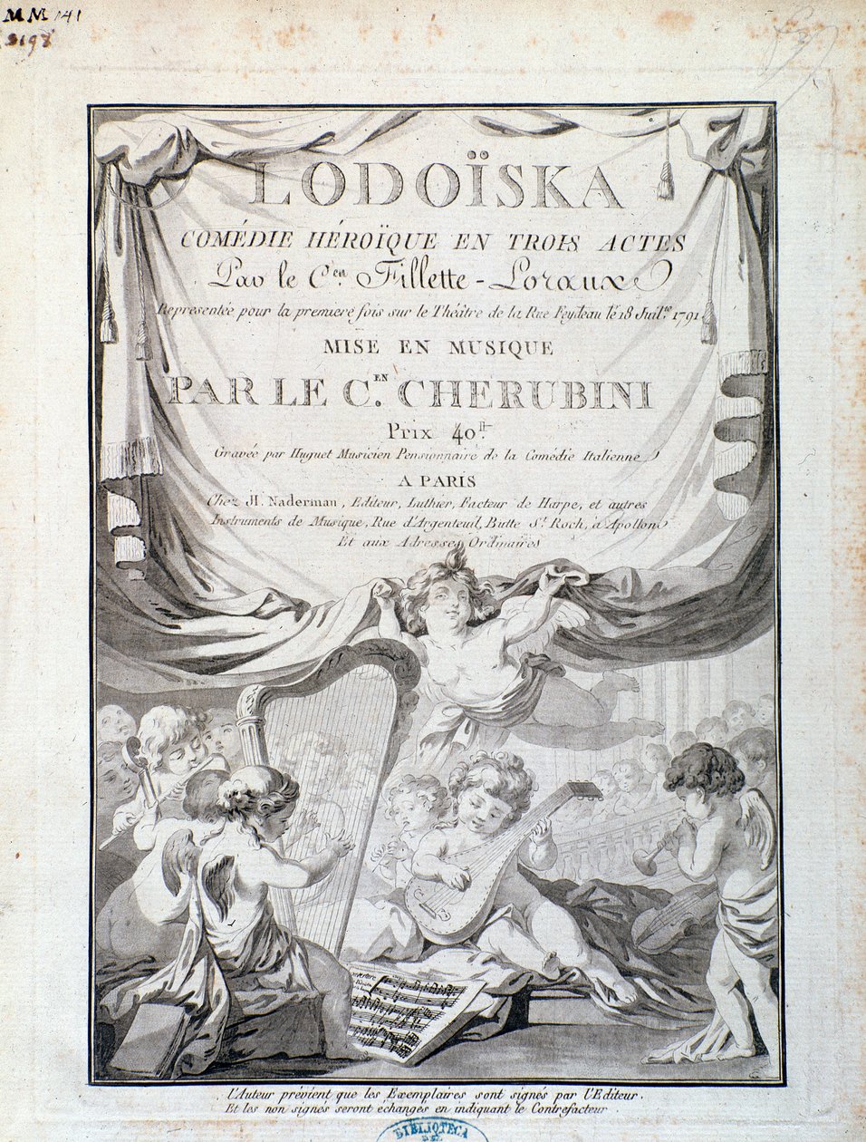 Frontispice van Lodoiska, opera door Luigi Cherubini door Italian School