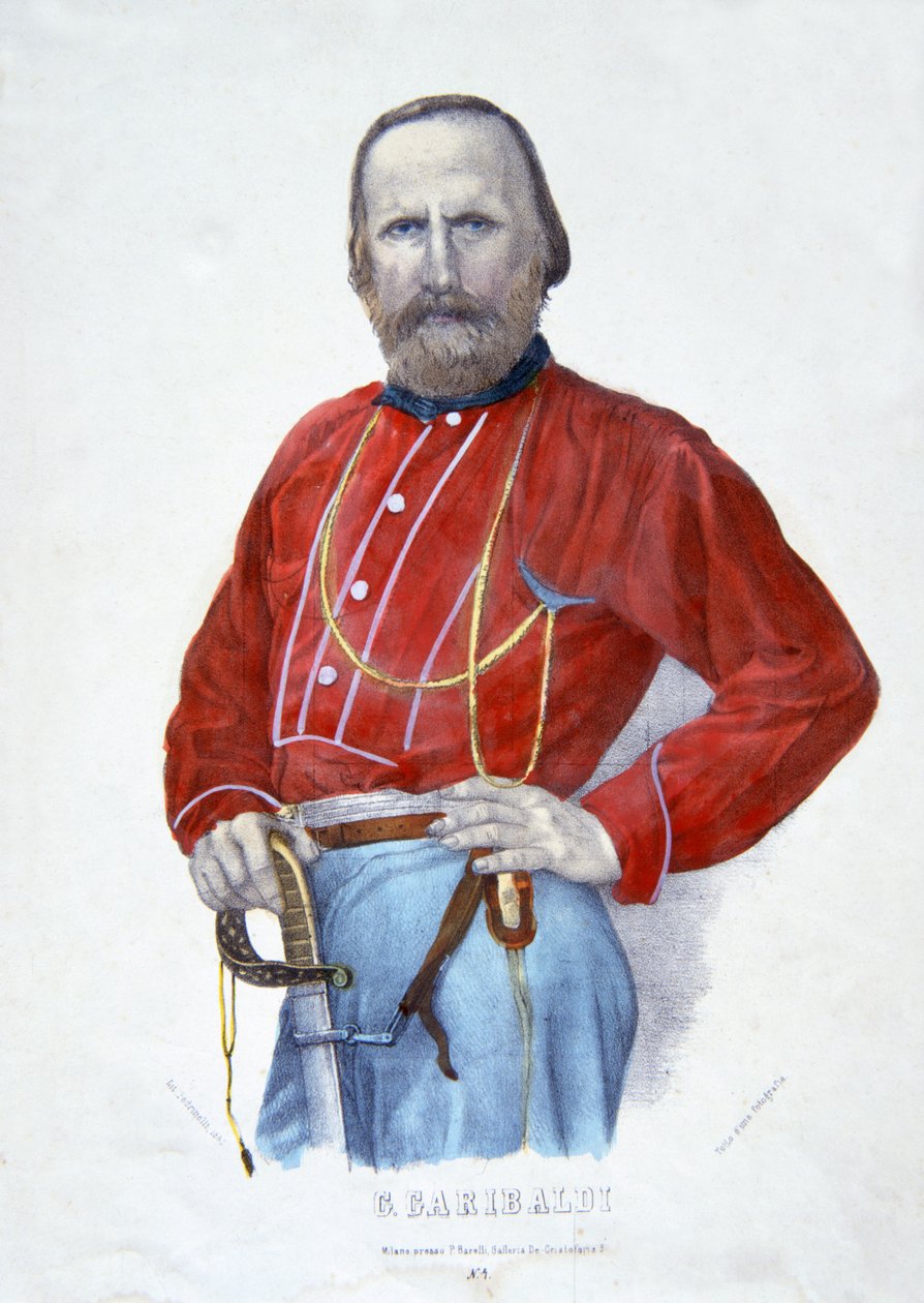 Garibaldi, illustratie uit De Geschiedenis van Italië door Italian School