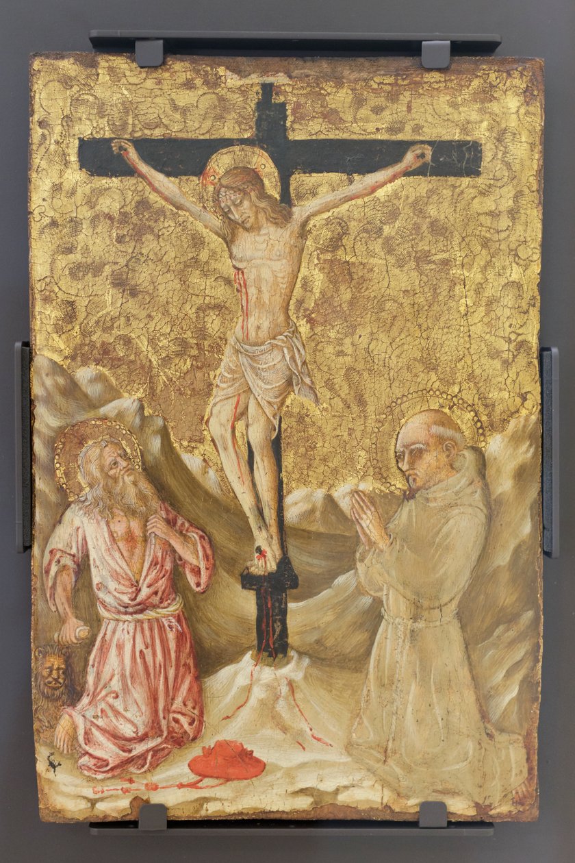 Il crocifisso tra san Girolamo e san Bernardo da Siena, maestro dell
