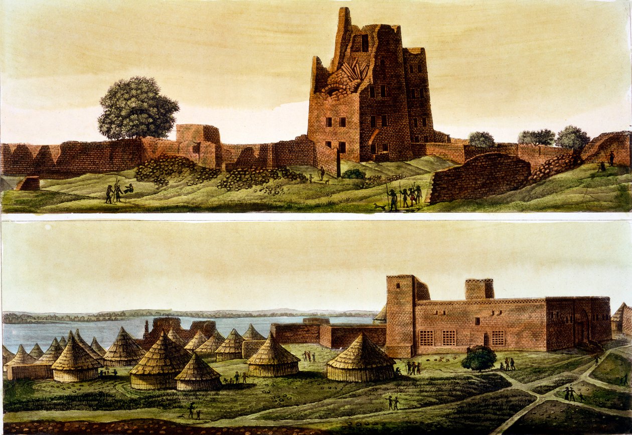 Beneden-Egypte of Soedan, de rivier de Nijl: Beneden, dorp El-Querebyn, 1820s-30s door Italian School