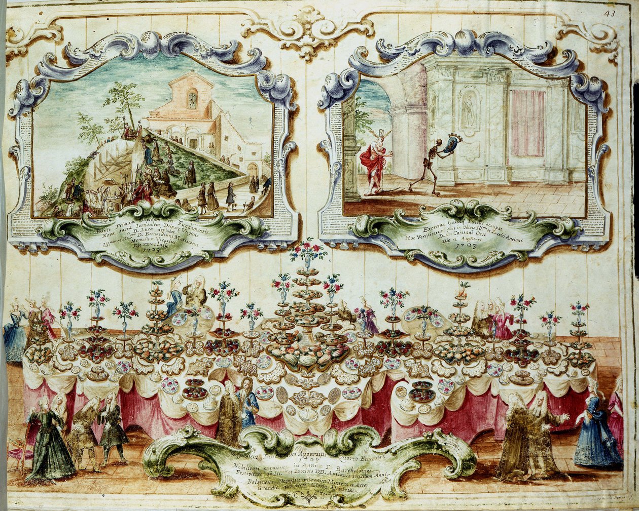 Lunch ter ere van de adel van Bologna voor het feest van Sint Bartholomeus. 1723. Archivio di Stato di Bologna door Italian School