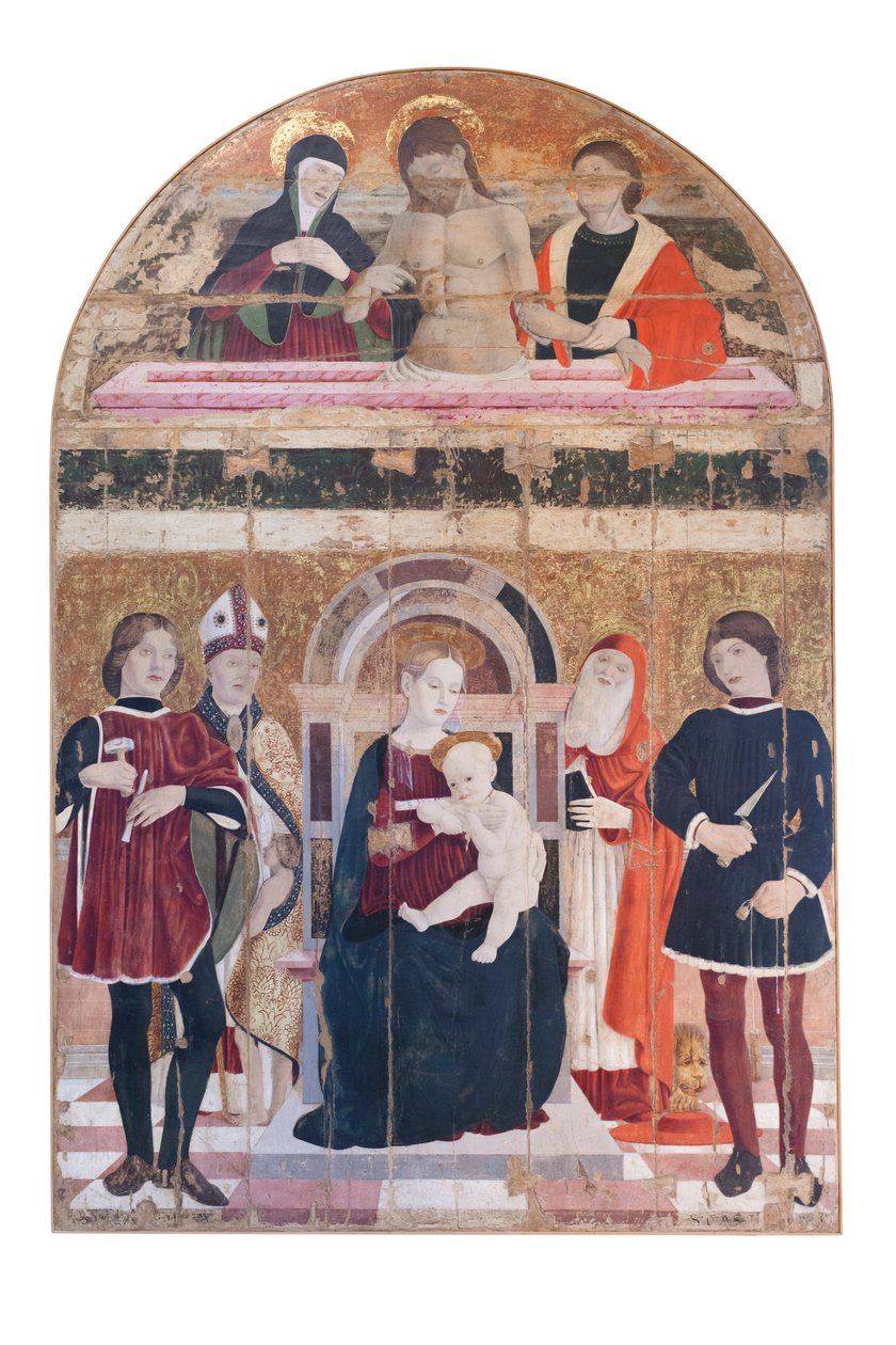 Madonna met kind en de heiligen Claudius, Castorius, Martinus en Hiëronymus door Italian School