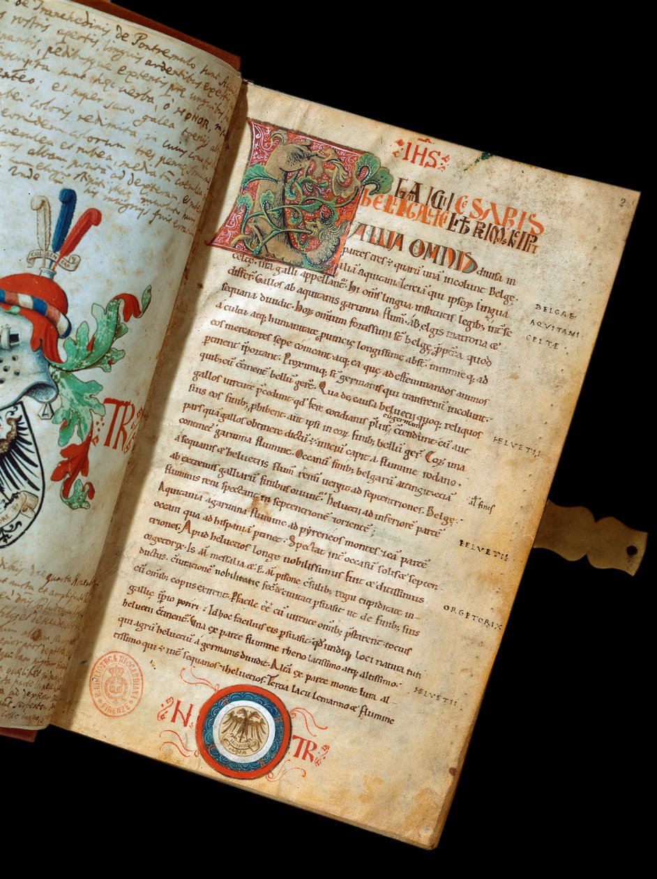 Manuscript "De Bello Gallico, Commentaren op de Oorlog van de Galliërs" door Julius Caesar (100-44 v.Chr.) door Italian School