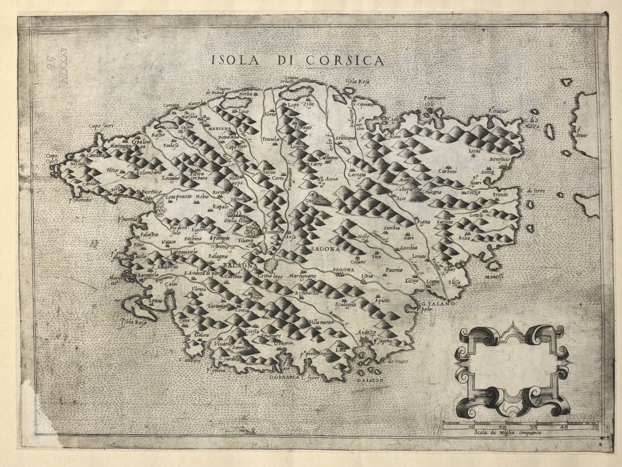 Kaart van Corsica, Isola di Corsica (gravure) door Italian School
