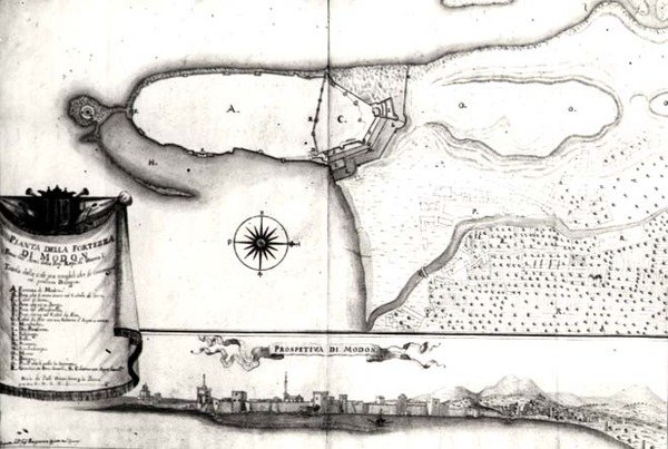 Kaart van het fort bij Modon, Morea door Italian School