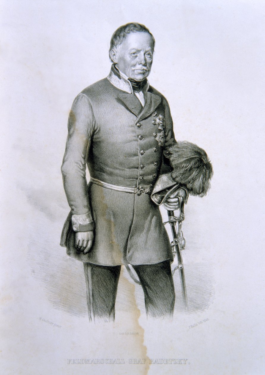 Maresciallo Radetzky Graff, illustratie uit De Geschiedenis van Italië door Italian School