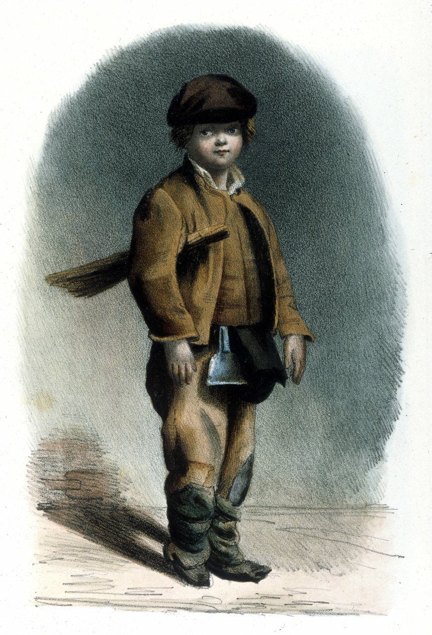 Milanese beroep: een schoorsteenveger. Gravure uit 1830 Locarno. door Italian School