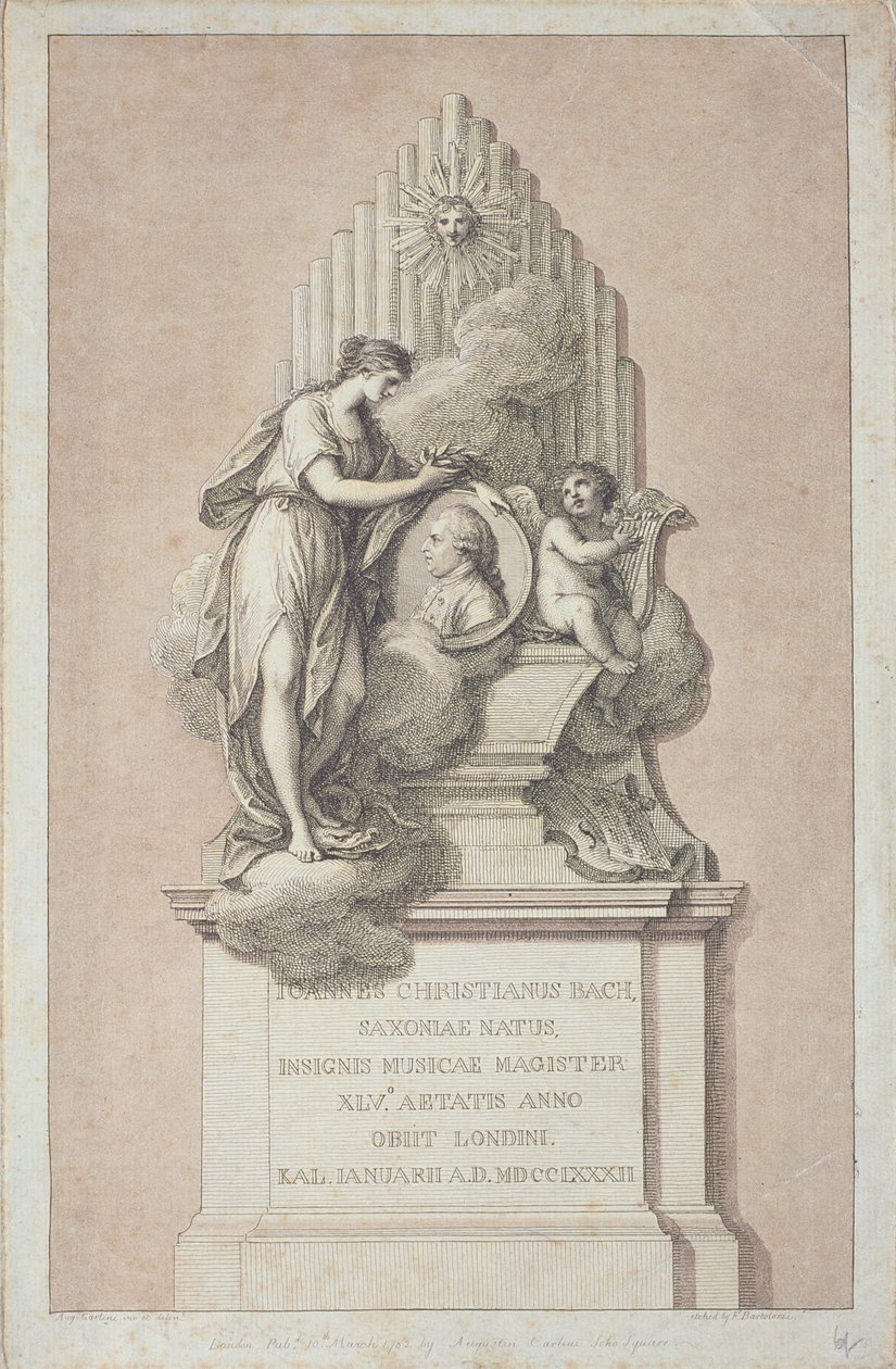 Monument voor Johann Christian Bach (1735-1782) gegraveerd door Francesco Bartolozzi (1727-1815) 1782 door Italian School