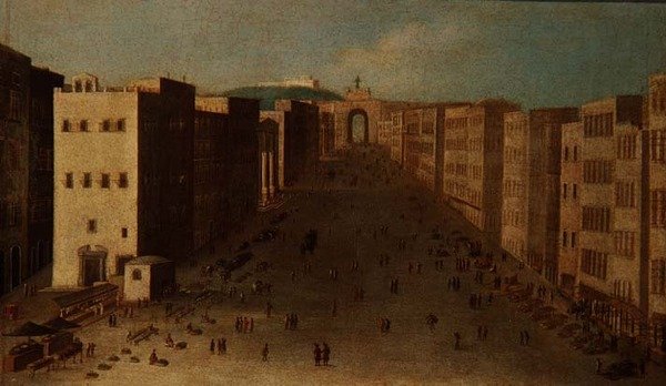 Napolitaanse straattafereel door Italian School