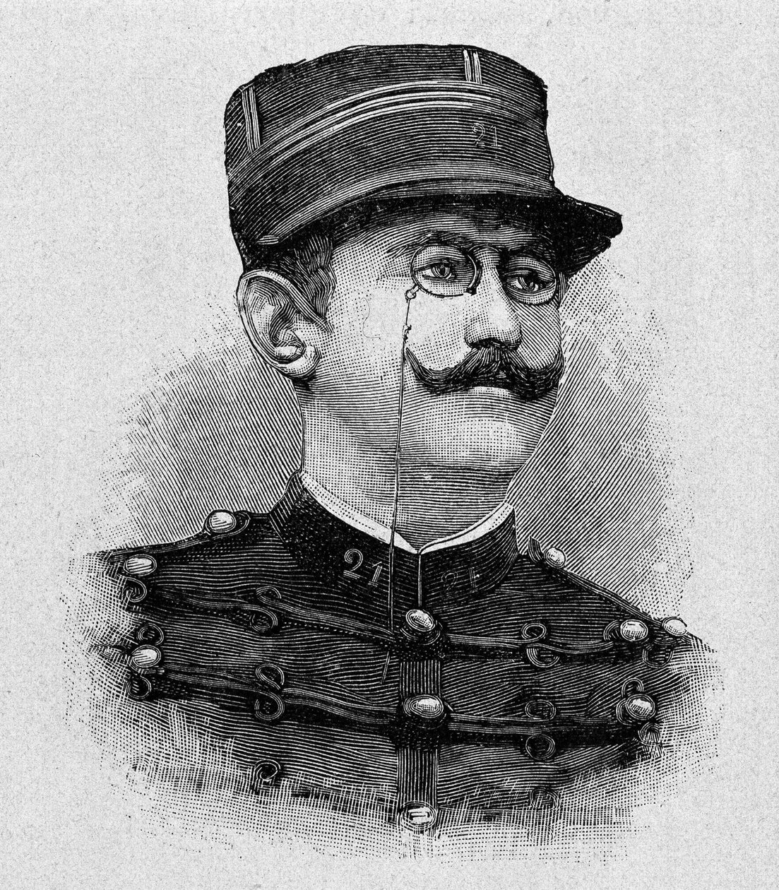 Portret van Alfred Dreyfus (1859 - 1935) (gravure) door Italian School