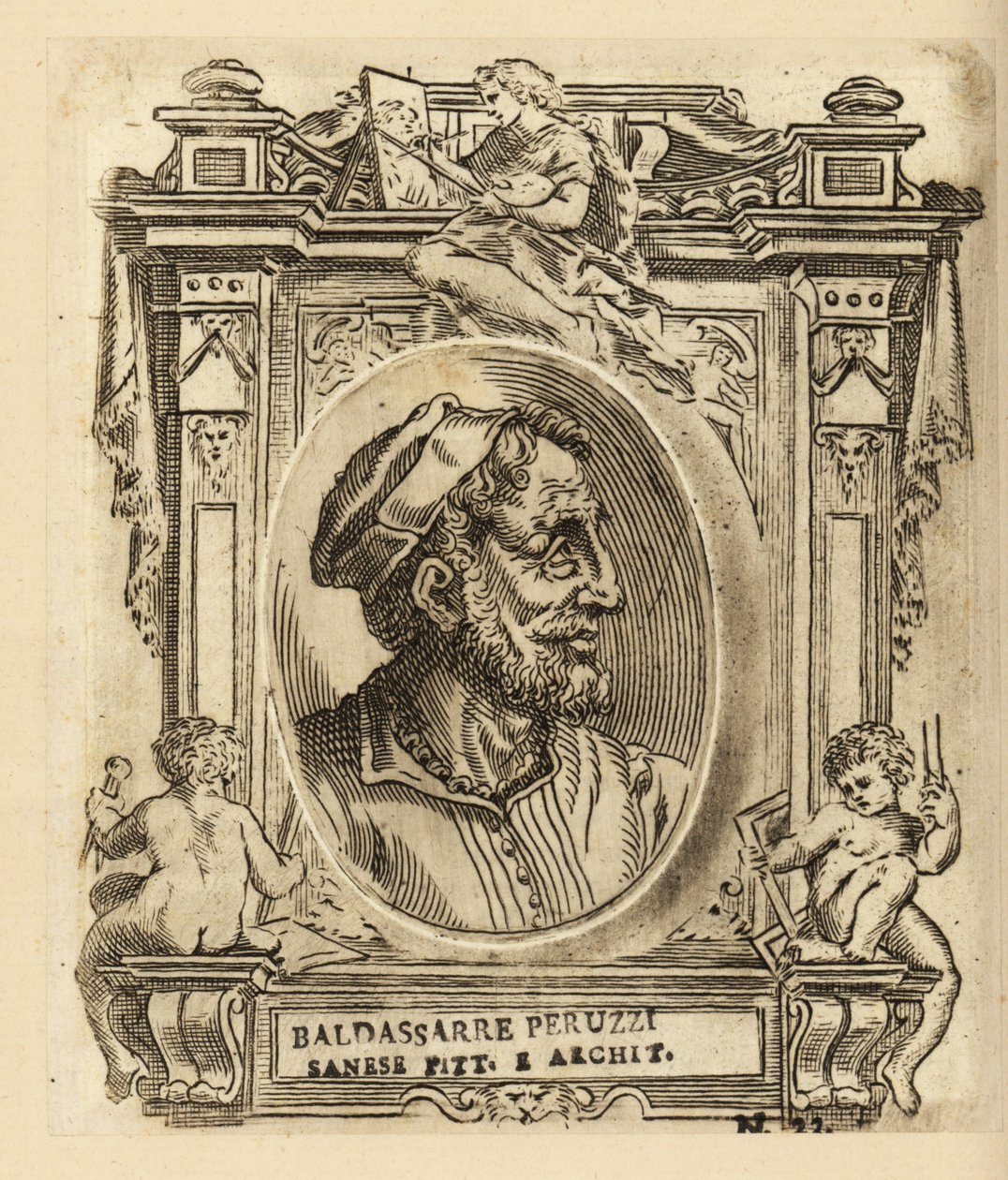 Portret van Baldassare Tommaso Peruzzi, Italiaanse architect en schilder, geboren nabij Siena door Italian School