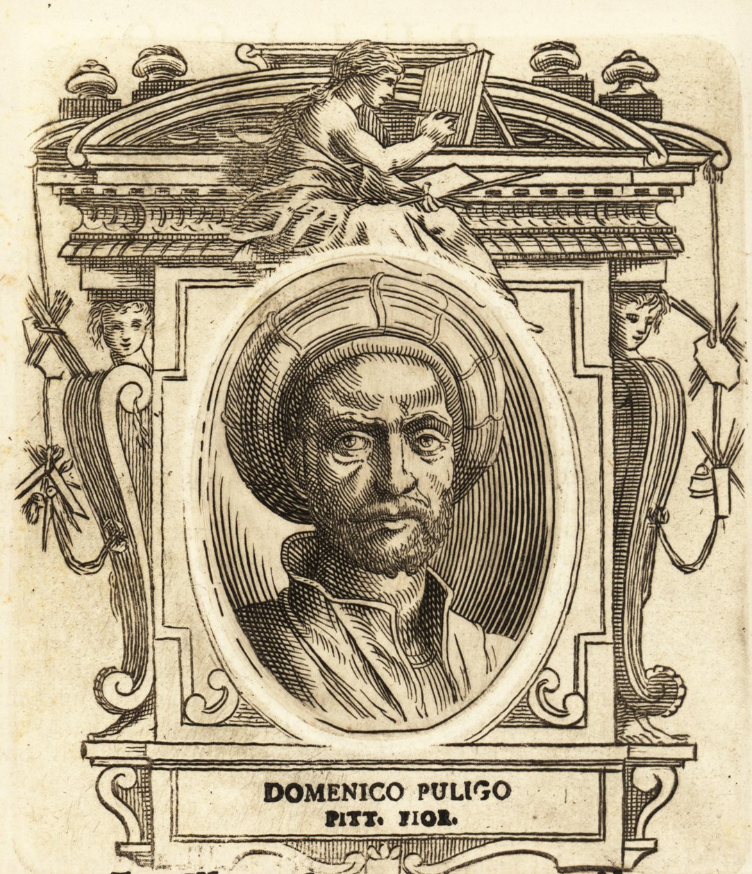 Portret van Domenico Puligo, Italiaanse schilder van de Renaissance, actief in Florence door Italian School