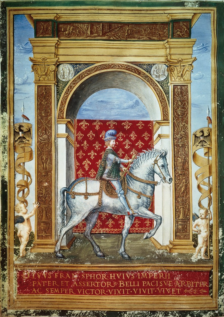 Portret van Francesco Sforza te paard door Italian School