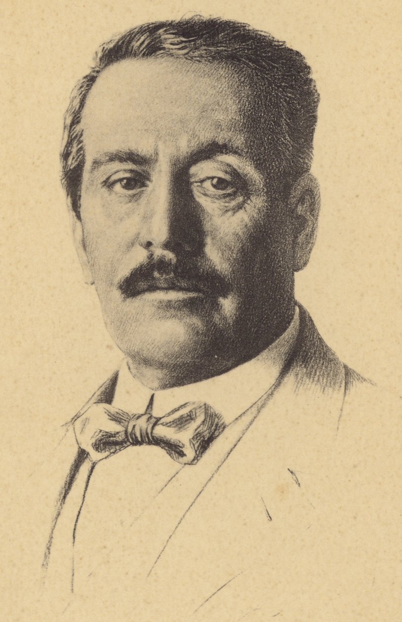 Portret van Giacomo Puccini (litho) door Italian School