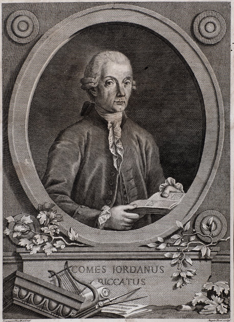 Portret van Giordano (Jordan) Riccati (1709-1790) natuurkundige, wiskundige en muziektheoreticus door Italian School