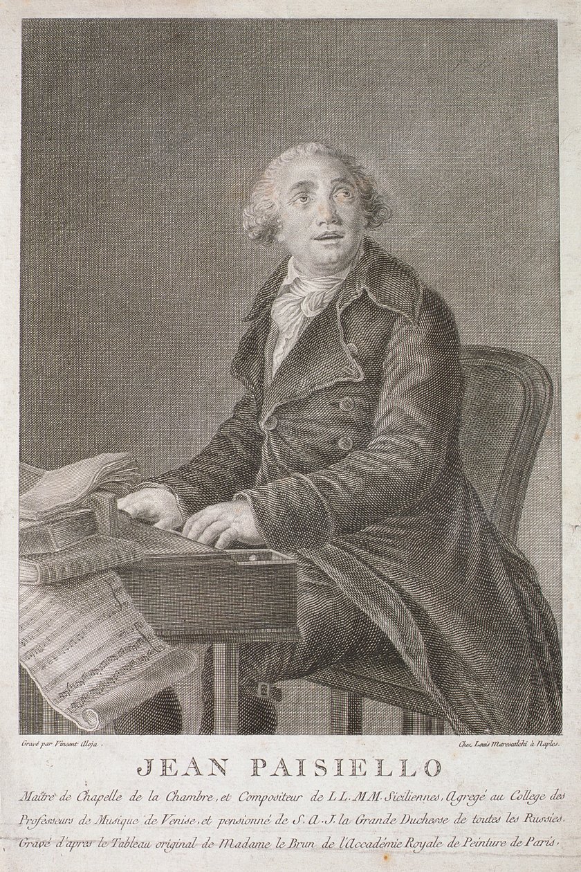 Portret van Giovanni Paisiello (1782-1840) gegraveerd door Vincent Aloja door Italian School