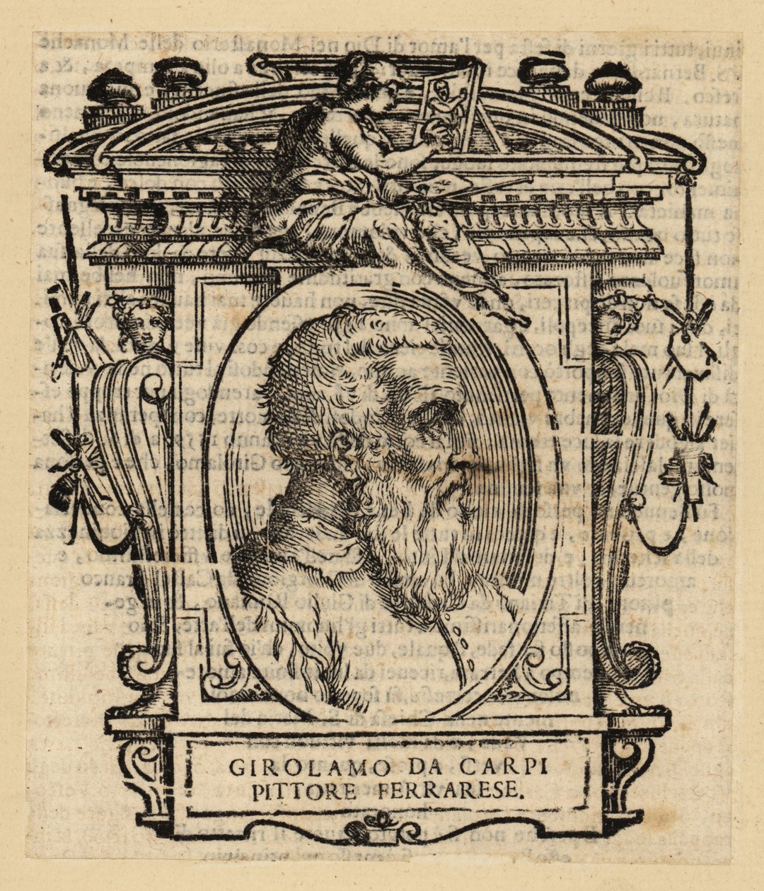 Portret van Girolamo Da Carpi, Italiaanse schilder en decorateur die werkte aan het hof van het Huis van Este in Ferrara door Italian School