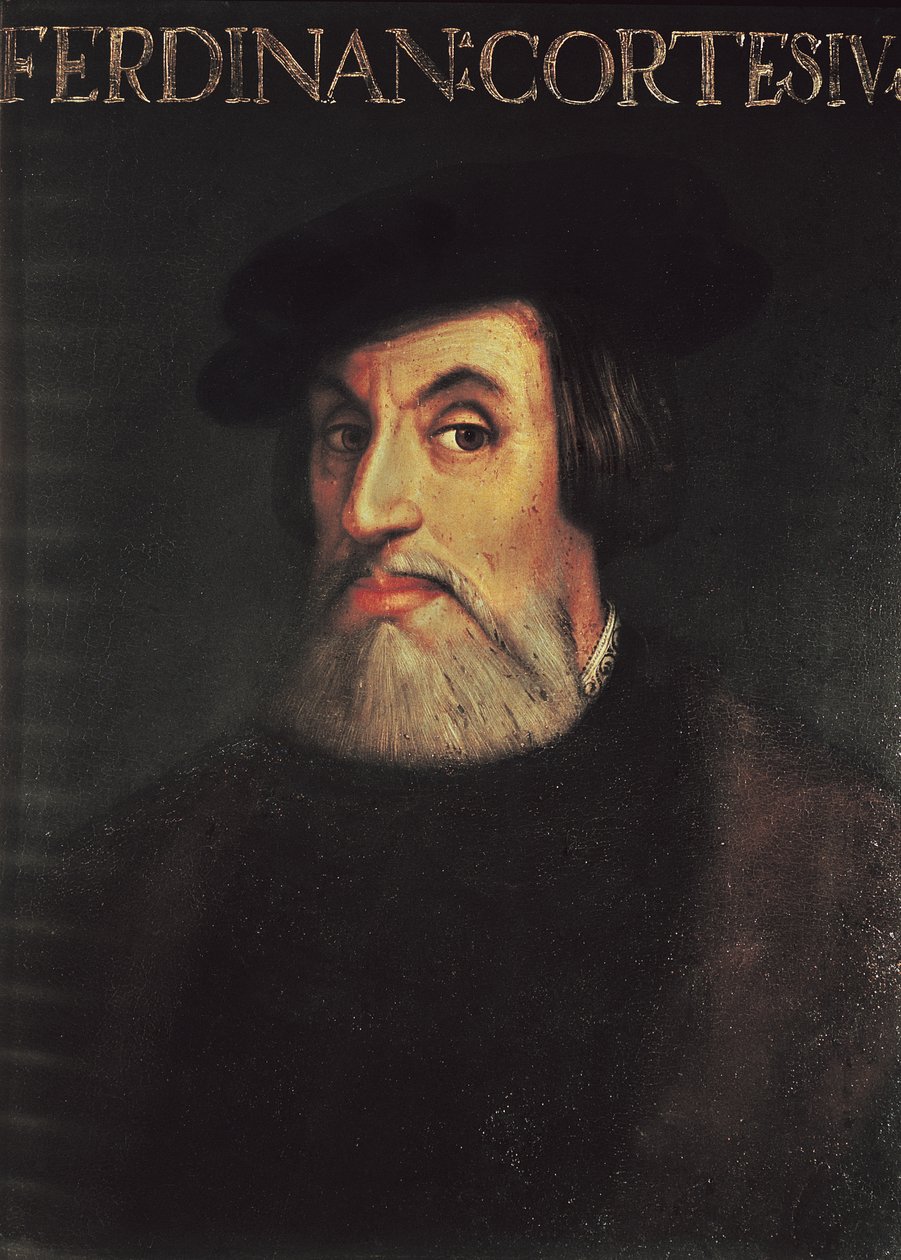 Portret van Hernando Cortes (1485-1547) door Italian School