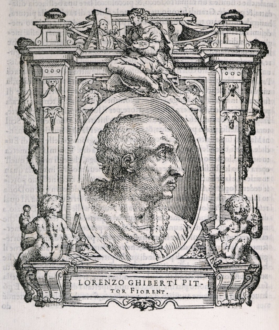 Portret van Lorenzo Ghiberti uit Vasaris Levens van de Kunstenaars, voor het eerst gepubliceerd in 1550 door Italian School