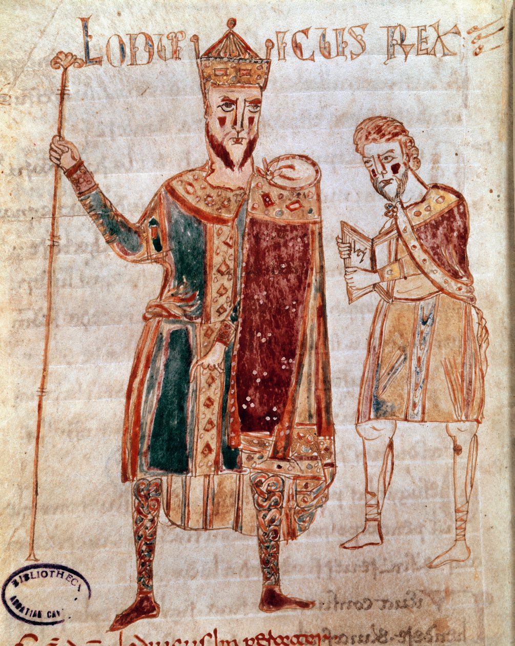Portret van Lodewijk I de Vrome (778-840), koning van Frankrijk Manuscriptpagina (ms. 4) 