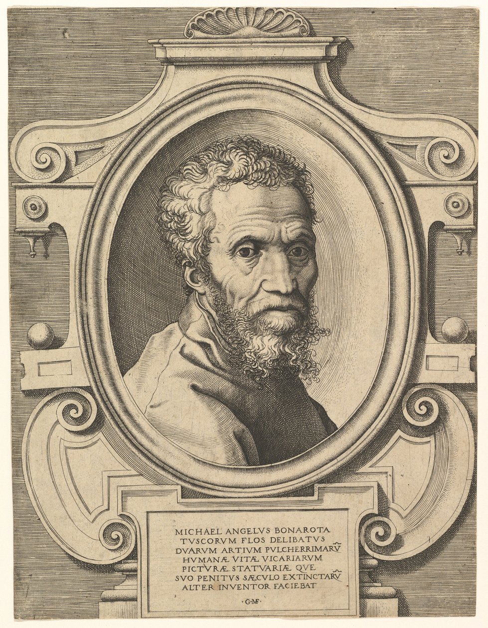 Portret van Michelangelo, pub. ca. 1564 door Italian School