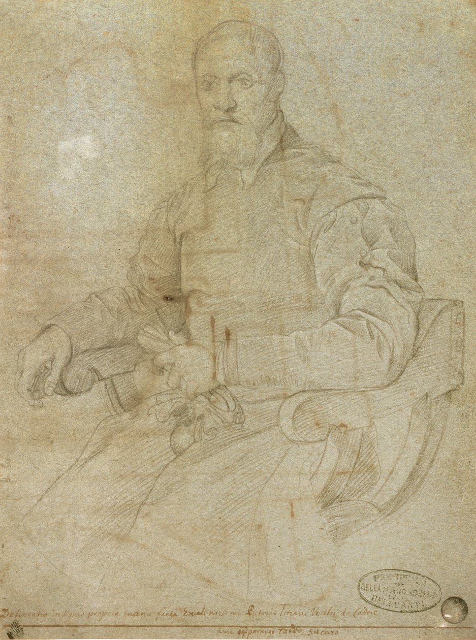 Portret van Titiaan (Tiziano Vecellio) (c.1485-1576) Romeinse School door Italian School