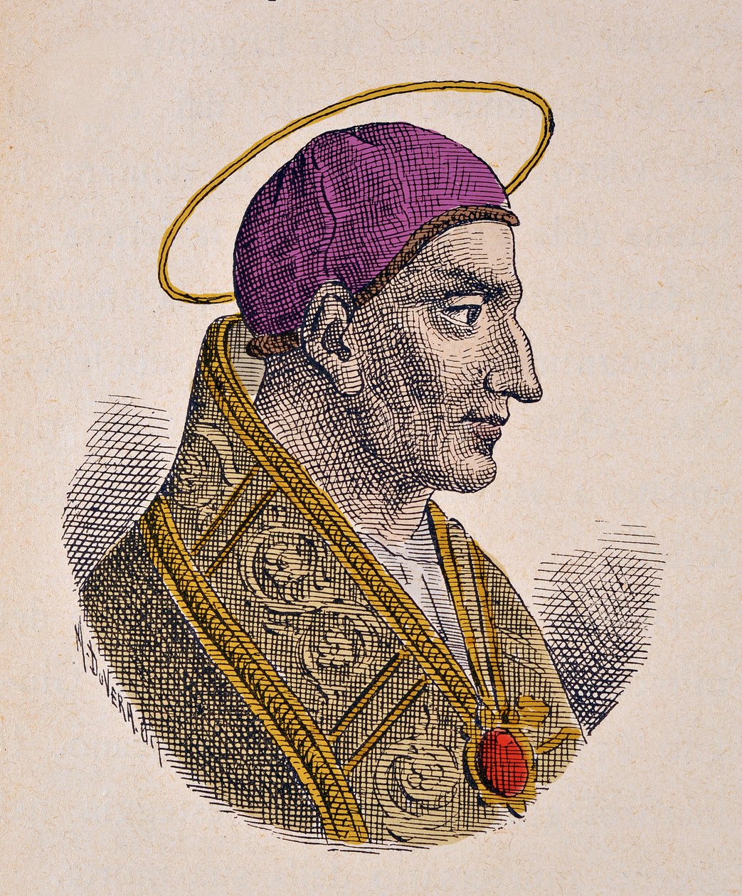 Portret van paus Vitalianus (657-672) door Italian School