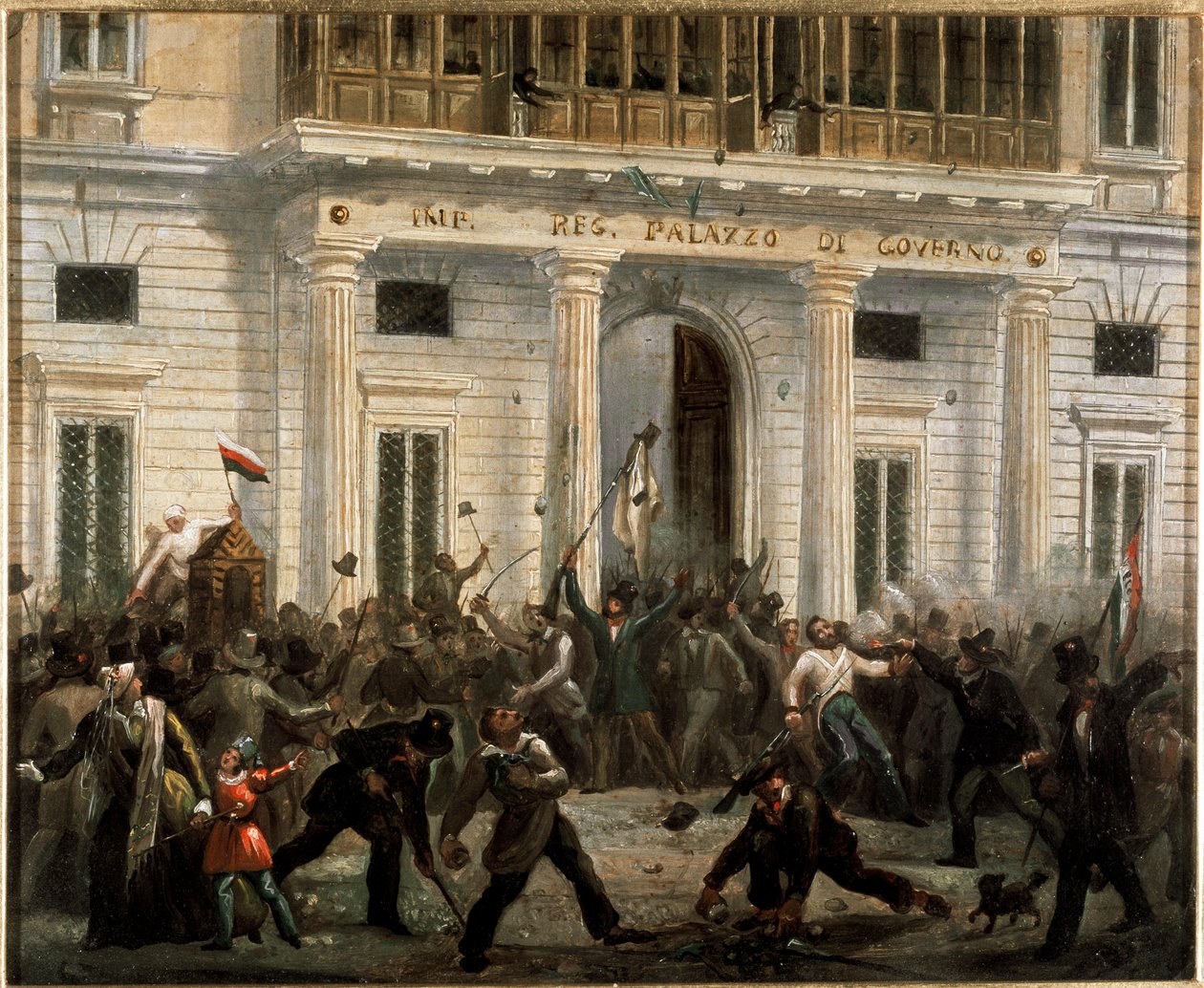 Revoluties van 1848, Vijf Dagen van Milaan: opstandelingen nemen het Paleis van de Regering over op 18 maart door Italian School