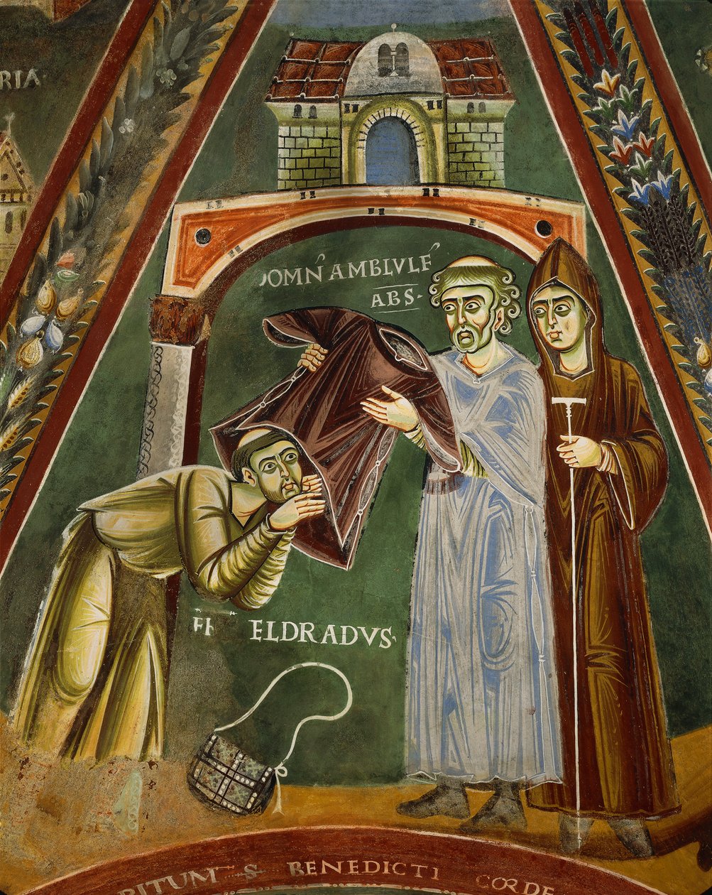 Sint Heldrad keert terug van Santiago de Compostela, in de kapel van Sts. Heldrad en Nicolaas door Italian School