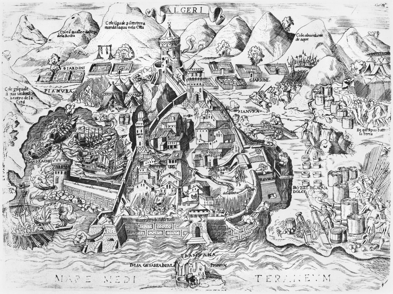 Belegering van Algiers door Karel V (1500-58) in 1541 door Italian School
