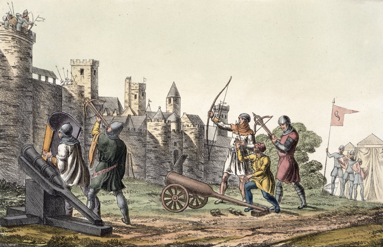Soldaten en artillerie van de 15e eeuw, plaat 16 uit De geschiedenis van de naties door Italian School