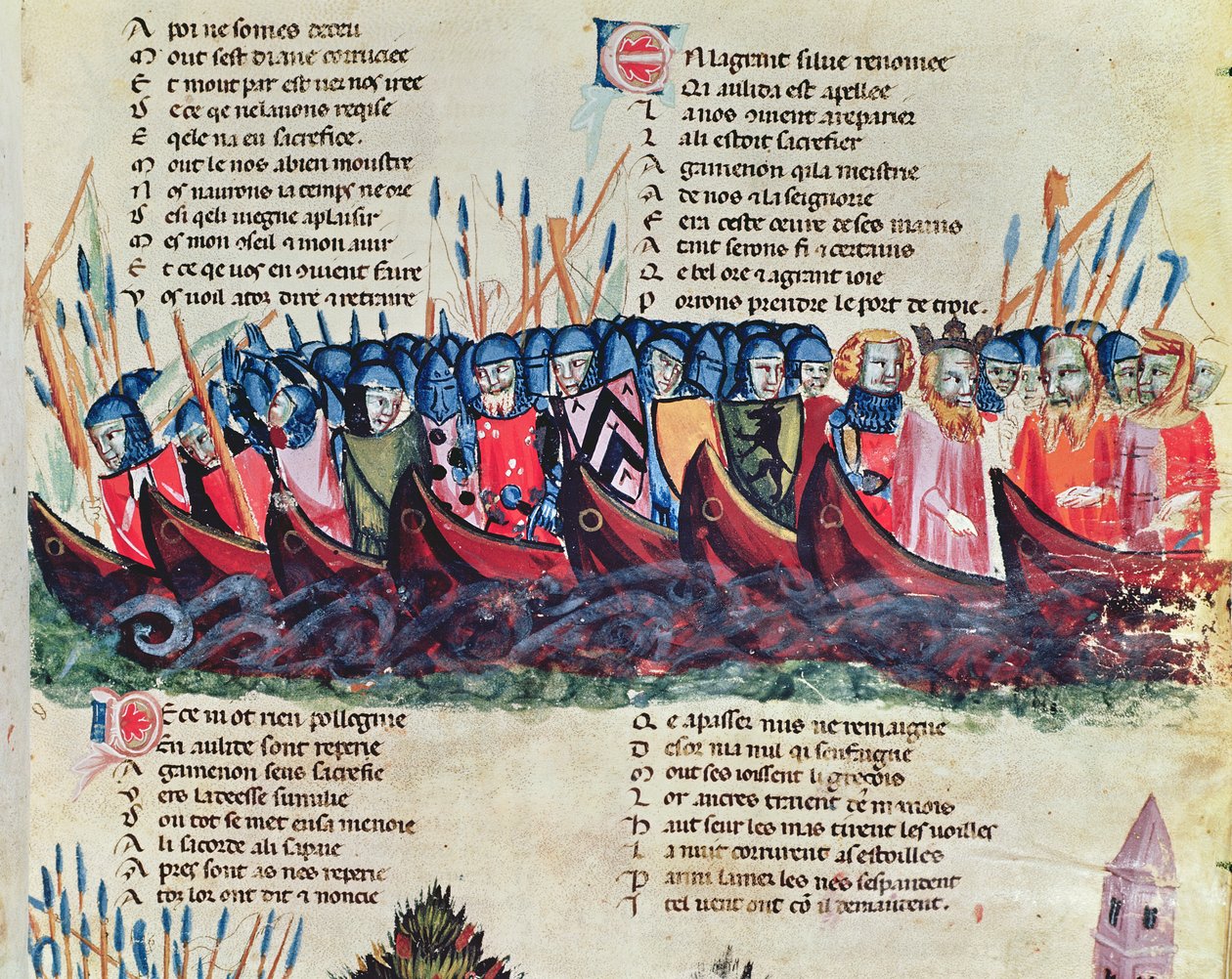 Soldaten in hun schepen, uit de Codex Benito de Santa Mora door Italian School