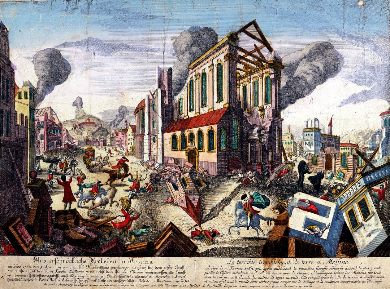 De aardbeving van Messina in 1783 door Italian School