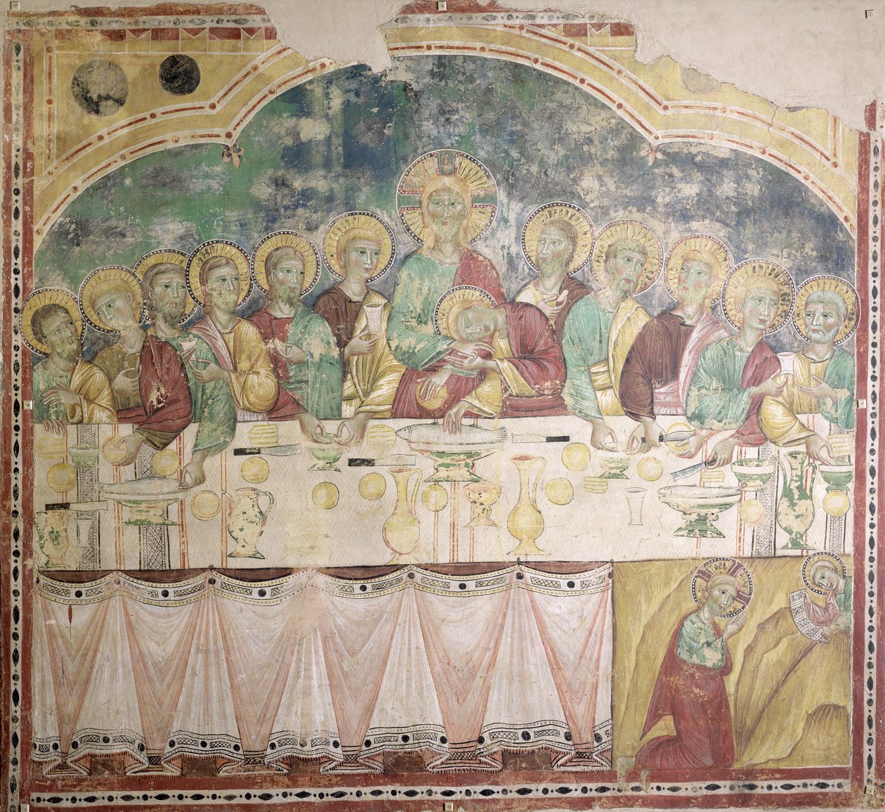 Het Laatste Avondmaal en de Agonie in de Tuin, c.1300 door Italian School