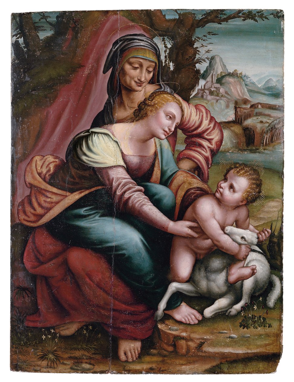 De Madonna en Kind met Sint Anna, Noord-Italiaans door Italian School